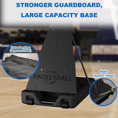 Cofiyard LED Light Portable Basketball Hoop Outdoor with Extra Sandbag, 5.25-10FT Height Basketball Hoop Outdoor with Extra Large Capacity Base, Adjustable Basketball Goals System