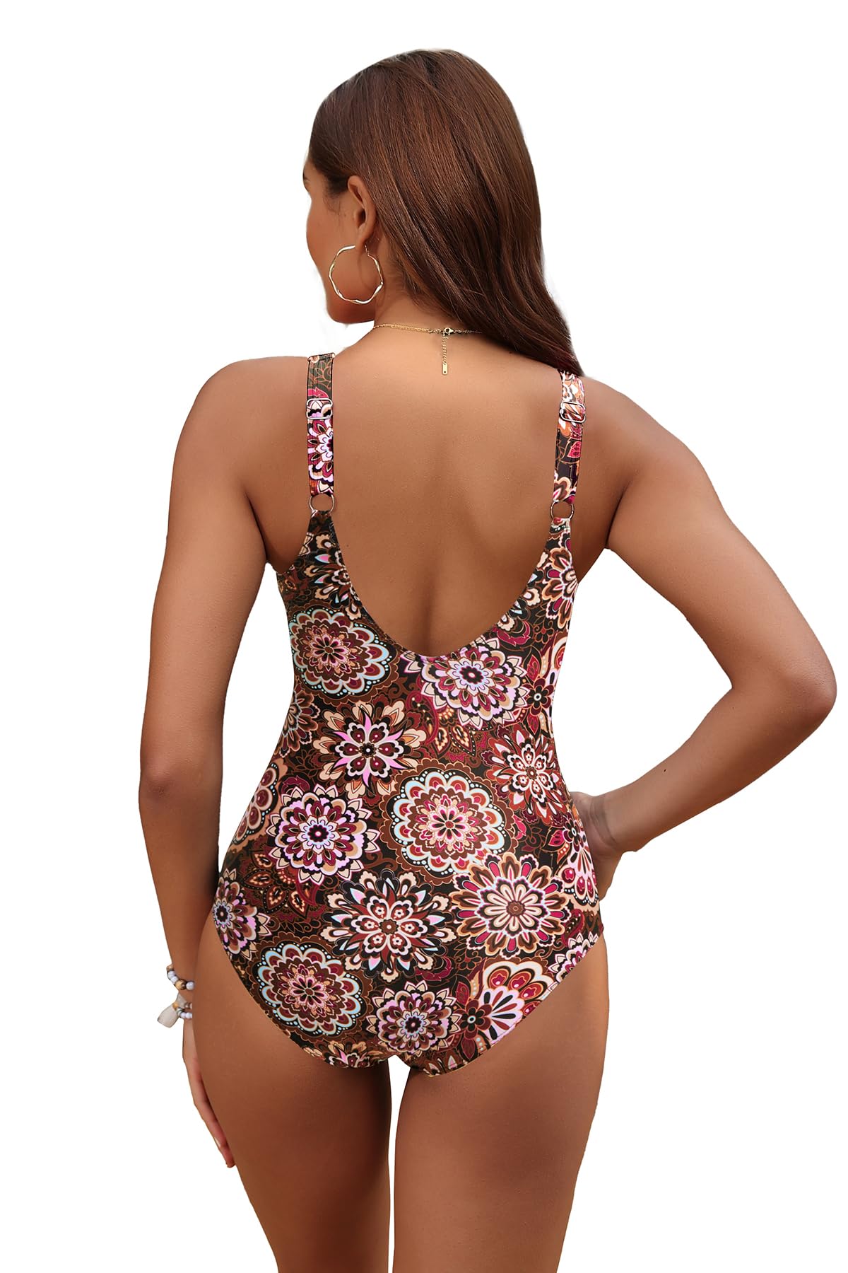 Holipick Mandala Women Tummy Control One Piece Swimsuit - Push Up Bathing Suit Full Coverage Slimming Swimwear S