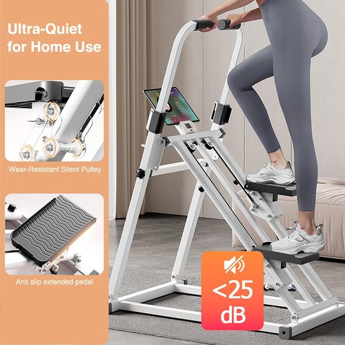 Foldable Stair Stepper Machine with Handles – Adjustable Height Stepper for Home Workout, Cardio Exercise Equipment with LCD Display, Non-Slip Pedals – Max 330 lbs, Quiet & Portable for Small Spaces