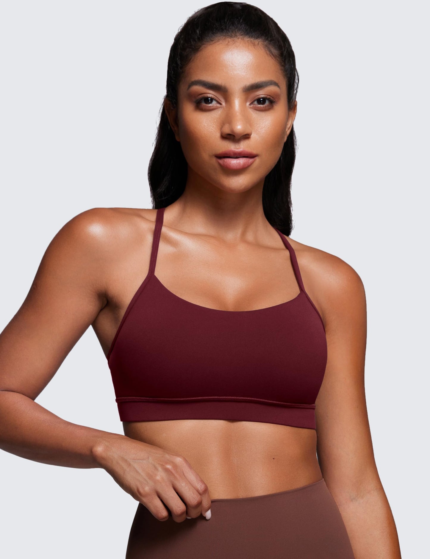 CRZ YOGA Butterluxe Y Back Sports Bras Red Merlot Medium