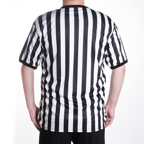 obmwang Referee Shirt for Womens and Mens, Black and White Stripe Umpire Jersey V Neck Ref Uniform for Football Halloween