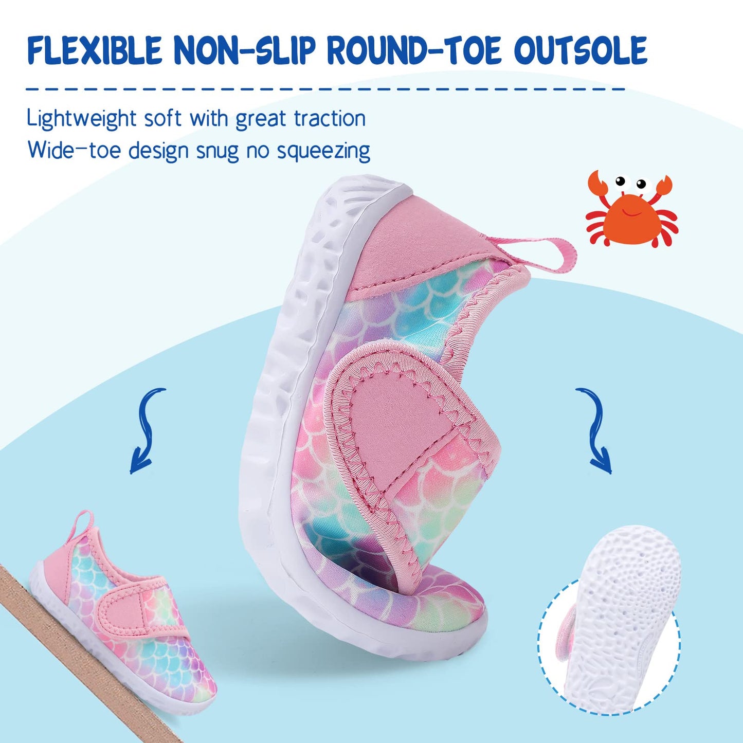 LeIsfIt Boys Girls Water Shoes Kids Aqua Socks Toddler Quick-Dry Beach Swimming Shoes Lightweight Breathable Non-Slip Outdoor Sport Water Shoes Pink Scale 9 Toddler