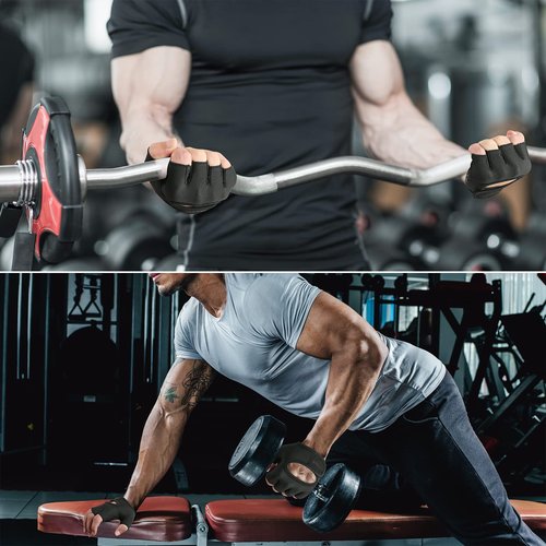 RYMNT Minimal Weight Lifting Gloves,Short Micro Workout Gloves Grip Pads with Full Palm Protection & Extra Grip for Men Women Weightlifting,Gym,Exercise Training.BK-Medium