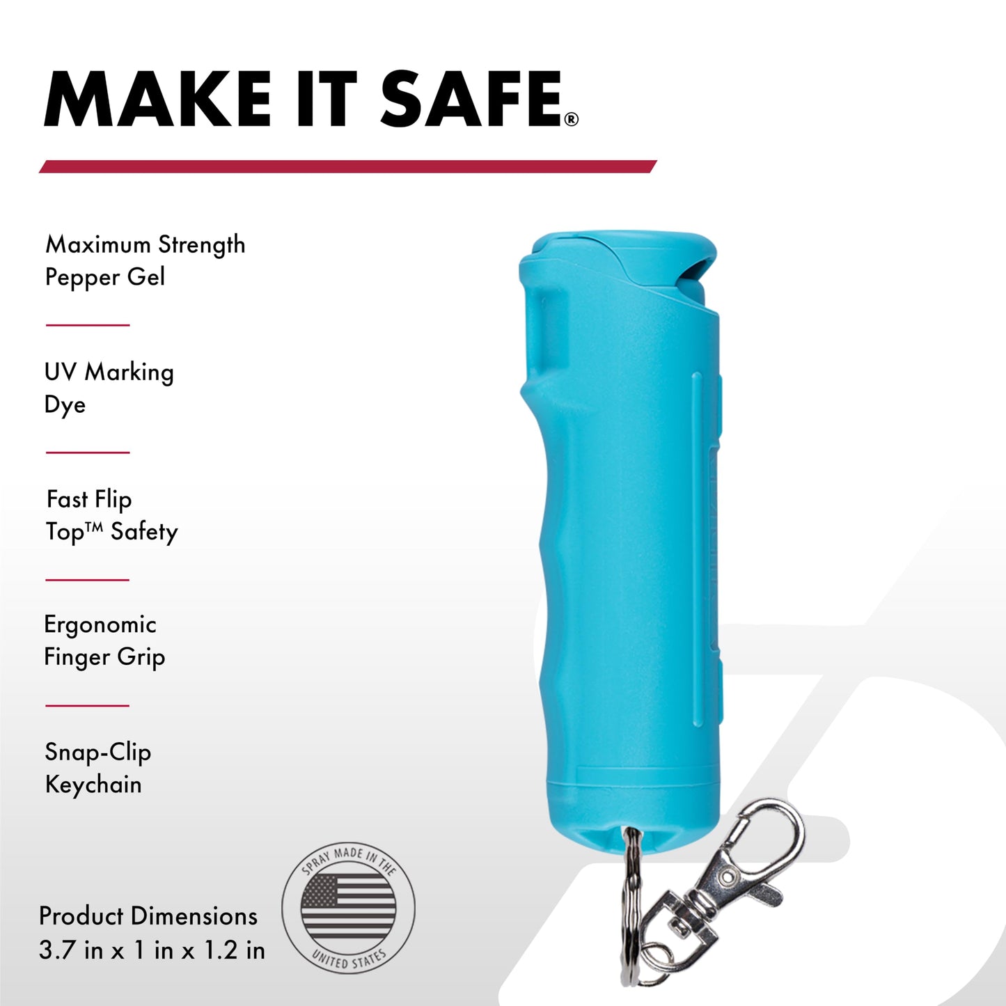 SABRE Pepper Gel Spray with Fast Flip Top Safety & Snap‑Clip Keychain for Self Defense - Max Police Strength OC with UV Marking Dye, Finger Grip, Wind Resistant, 10‑Sec. Spray, 14ft Range, Made in USA