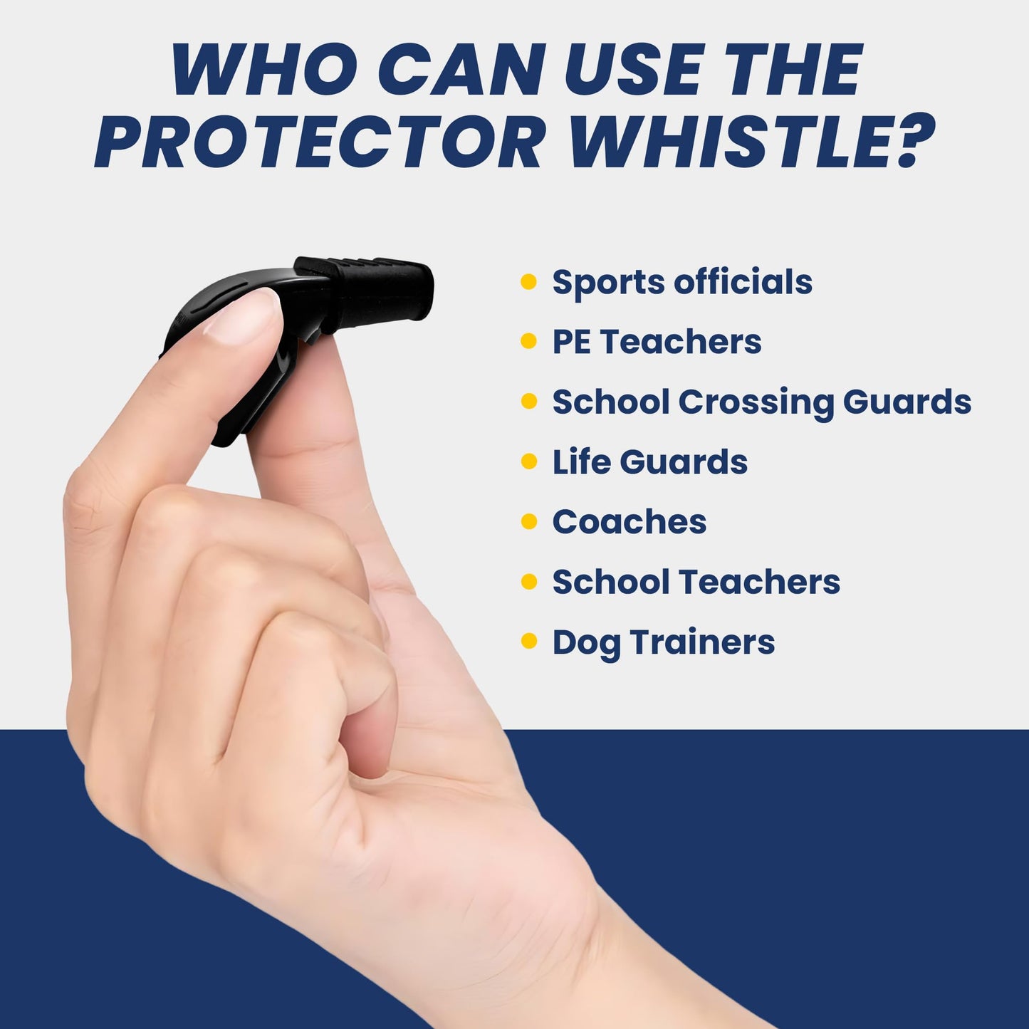 The Protector Whistle P51 - Loud Whistle for Adults Emergency Use - Plastic Safety Whistle with Breakaway Lanyard - Survival Whistle for Hiking, Camping, Kayaks, Marine, Lifeguard, Sports - Black