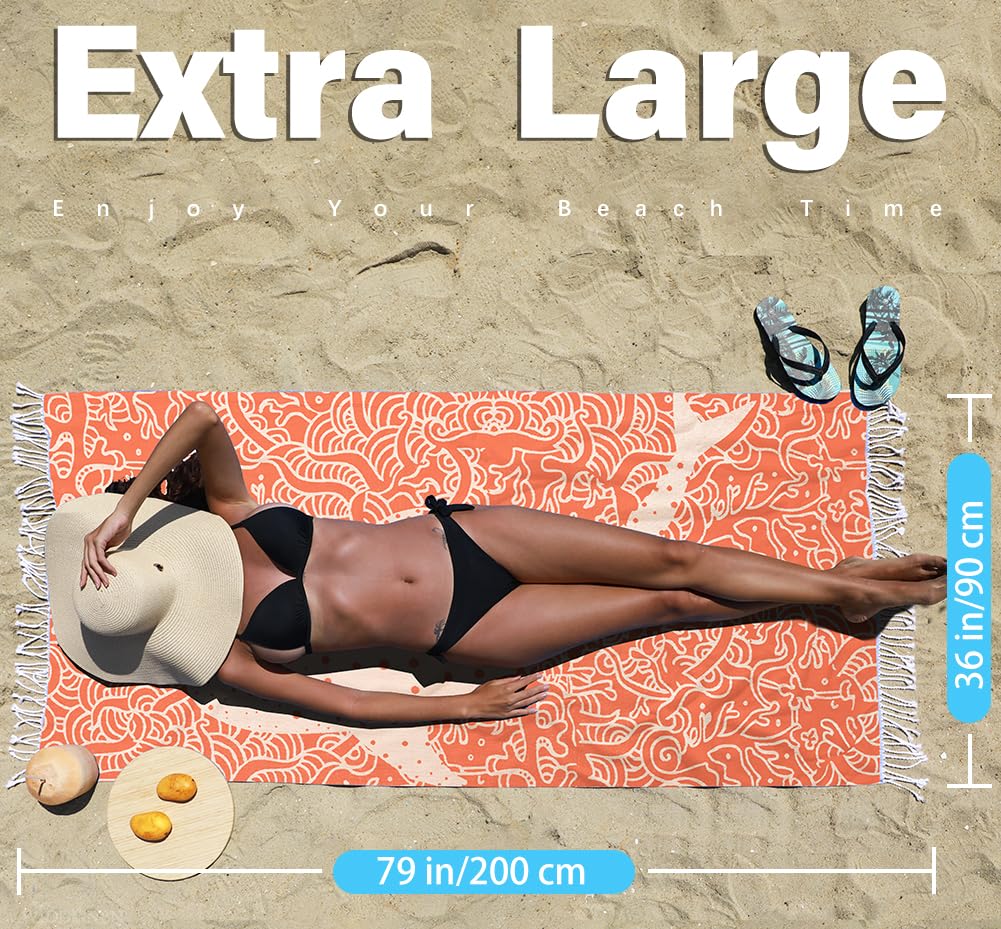 Widdonen Thin Turkish Beach Towel Lightweight Quick Dry Absorbent Cotton Bathroom Bath Pool Swim Towels Extra Large Oversized Sand Free Beach Accessories Essentials Cloud Gifts for Adult