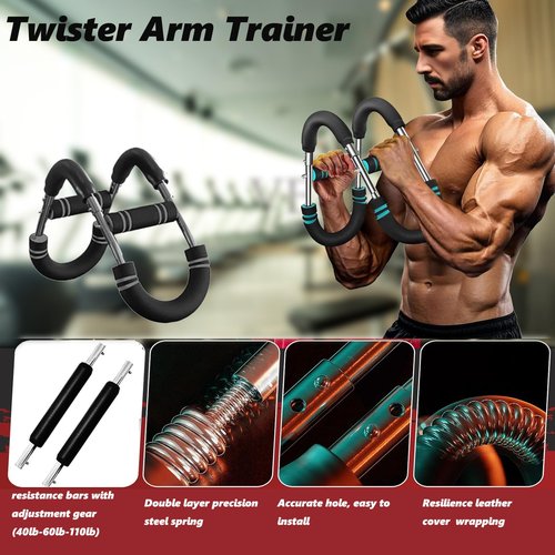 NOAOVO Arm Trainer, Adjustable Resistance Twister Arm Exerciser Chest Exerciser for Men, Portable Chest Workout Equipment Arm Trainer for Men