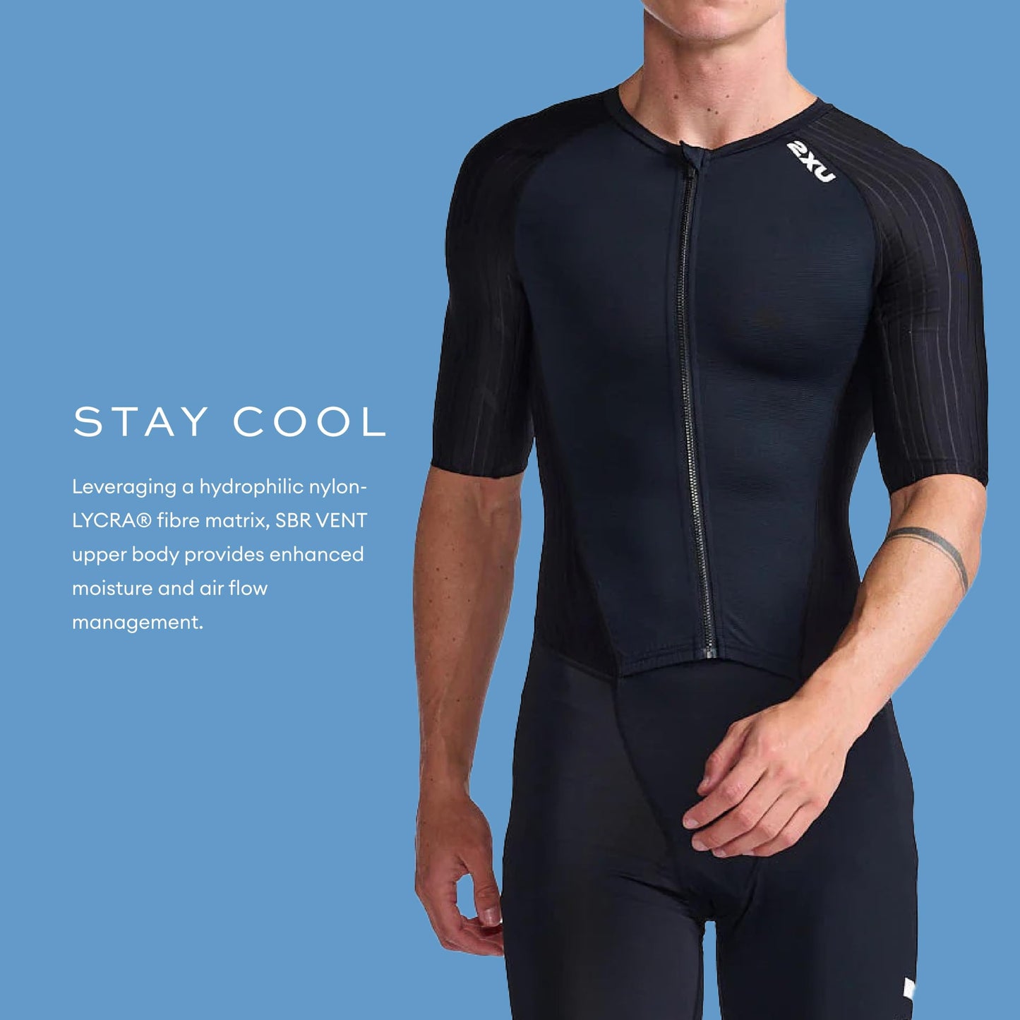 2XU Men's Trisuit Aero Sleeved Front Zip - Performance Triathlon Suit for Muscle Support - Black/White - Size Small
