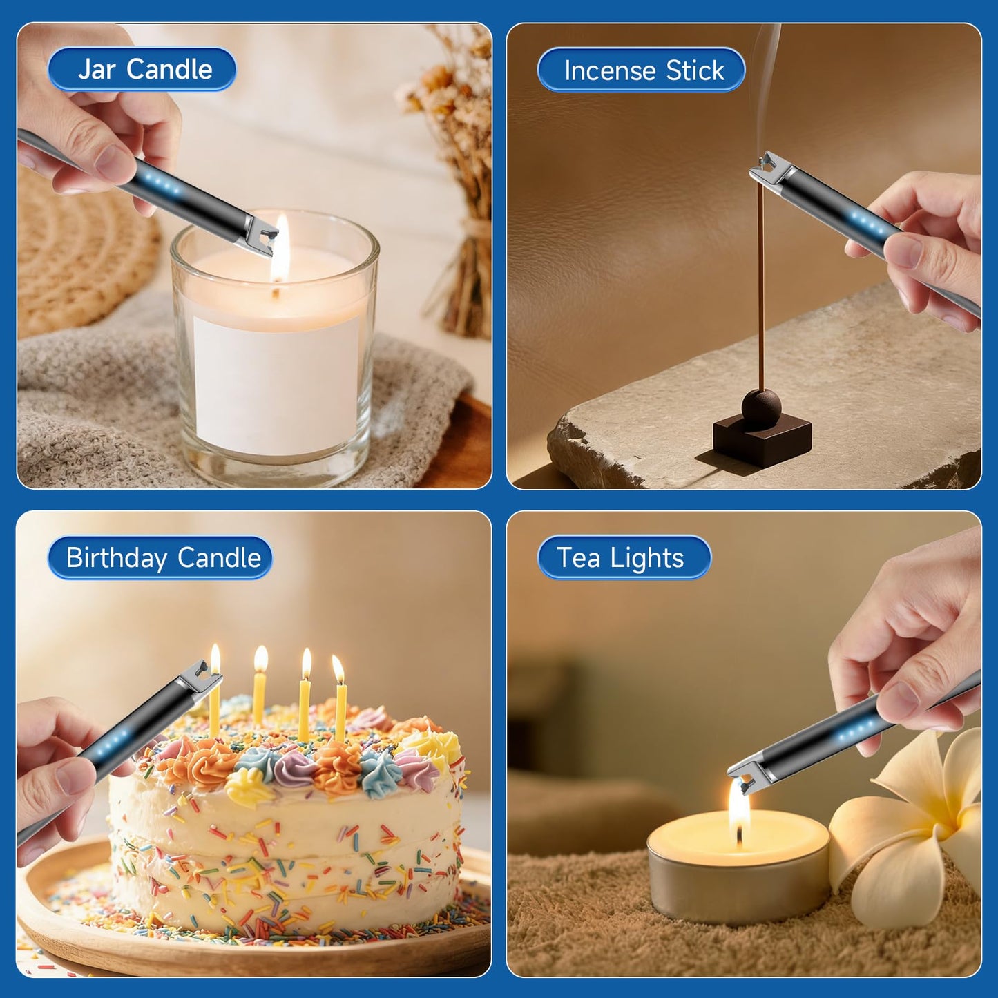 TOPKAY 2 Packs Candle Lighters, Electric Windproof Flameless USB Rechargeable Plasma Arc Long Lighter Matches for Grill Firework Kitchen.Gifts for Women Mom Men Wife Father.