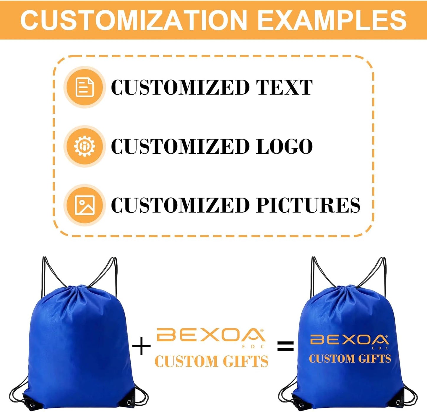 10 Pcs Custom Drawstring Bags, Personalized String Backpacks with Your Logo/Text, Ideal for Business, Gym, Sports, Events, Travel, and Everyday Use