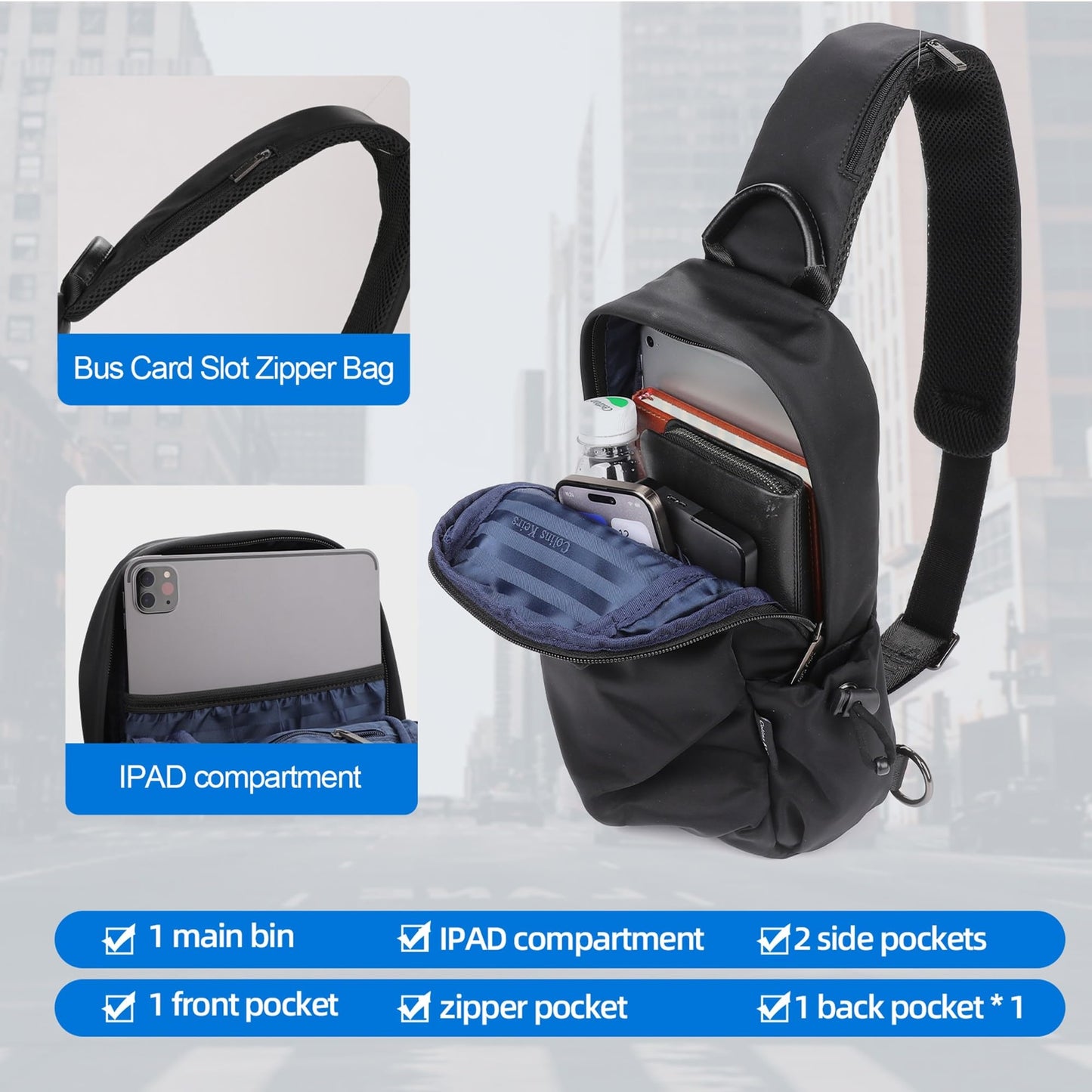 Colins Keirs Small Crossbody Sling Bag for Men and Women, Lightweight Fashion Backpack Handbags, Durable Shoulder Bags, Versatile Travel & Everyday Carry Bag