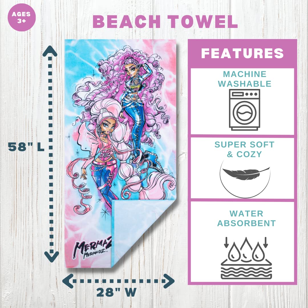 Mermaze Super Soft Cotton Bath/Pool/Beach Towel, 58 in x 28 in, (Official Mermaze Product) by Franco