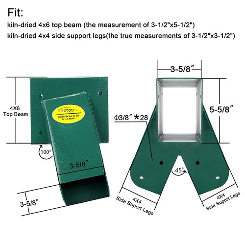 BETOOLL A-Frame 2 Brackets Swing Set Bracket with Mounting Hardware (Green)