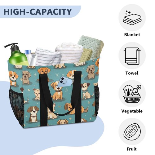 ALAZA Cute Funny Dogs Waterproof Beach Tote Bags for Travel Camping, Exercise