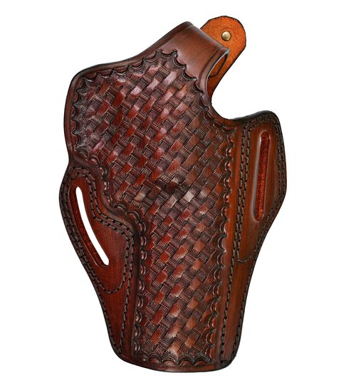 Thumb Break Leather Holster for Taurus 856 Defender 3" Barrel - Basket Weave - Genuine Leather - Right or Left Handed (Right)