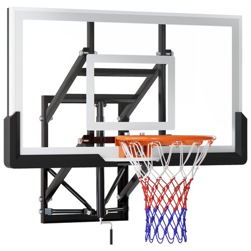 LotFun 54 Inch Wall Mount Basketball Hoop, 8-20FT Height Adjustable Basketball Backboard and Rim, Backboard for Indoor/Outdoor Garage, Gym, School, Driveway