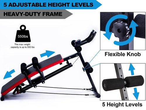 KESHWELL Ab Workout Machine,Core Abs Exercise Equipment for Home Gym,Adjustable Sit Up Bench Strength Training Abdominal Cruncher,Foldable Core Workout Machine with Resistance Bands&LCD Display