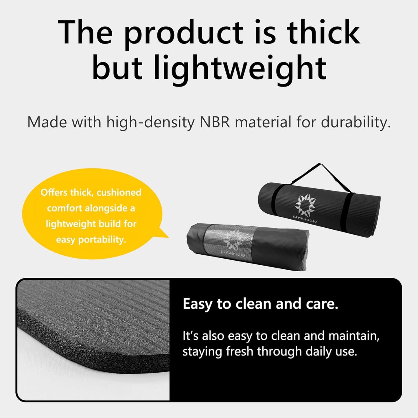1/2-Inch Extra Thick NBR Yoga Mat with Enhanced Stability - Textured Design, Lightweight Mat with Carrying Strap & Case for Yoga, Pilates, Gym & Home Use (Multiple Colors)