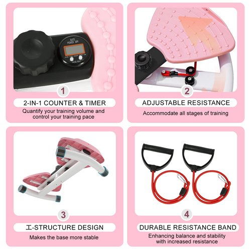 Waist Twisting Machine, Ab Twister Board for Exercise, Noiseless Exercise Waist Twister for Home Gym Equipment, 330 lbs Capacity | Track Time, Reps, Calories with Digital Display (Pink)