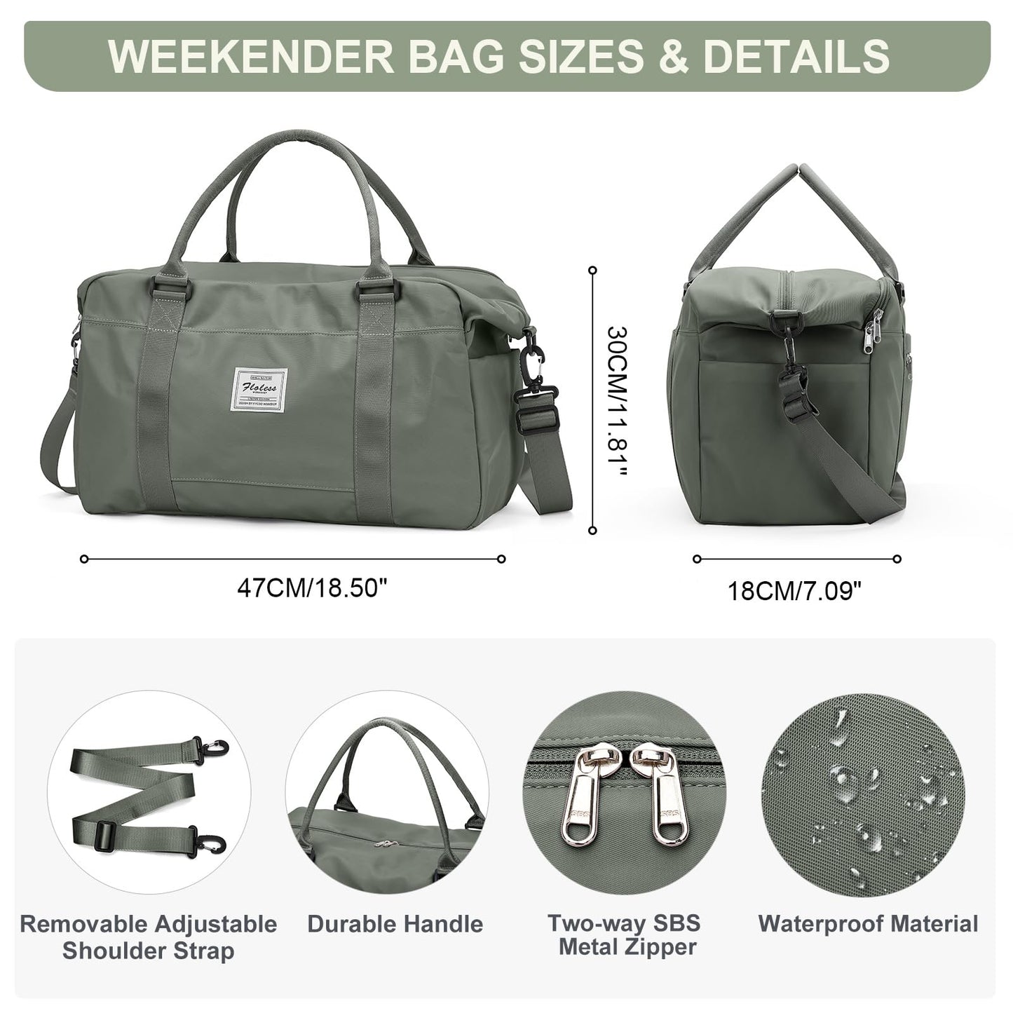 Travel Duffel Bag, Carry-on Overnight Weekender Bags for Women