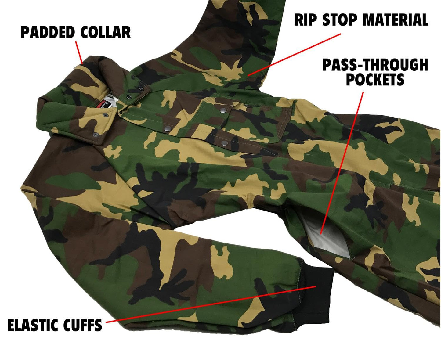 Maddog Durable Ripstop Step-In Coveralls | Full Body Paintball, Airsoft, Mechanic, Outdoor Work Protective Wear Jumpsuit - Camoflauge - X-Small