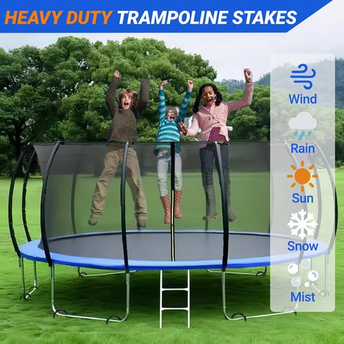 Hodvya 12" Trampoline Stakes Anchors High Wind Heavy Duty U Shaped Stakes for The Ground Heavy Duty high Wind Trampoline Accessories, Set of 4, Black