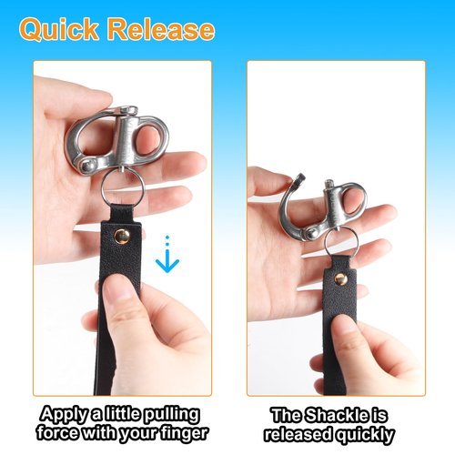 YUEARN Quick Release Clip Shackle for SCBA Mask, Firefighter Accessories, Quick Release Lanyard, Marine Grade 316 Stainless Steel Shackle (2)