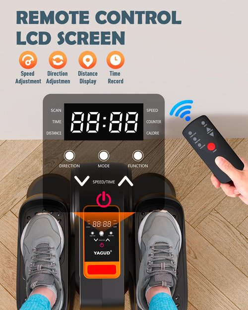 Yagud Under Desk Elliptical Machine, Electric Ellipse Leg Exerciser for Senior, 12 Adjustable Speeds Quiet and Portable Seated Pedal Exerciser for Training with Remote Control, Orange