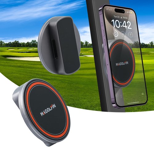 Aluminum Alloy Magnetic Golf Cart Phone Mount with N52 Magnets, Golf Accessories Compatible with MagSafe iPhone 16 Pro Max Plus 15 14 13 12 Mini Fits EZGO Yamaha Club Car Icon, Coolest Golf Gift