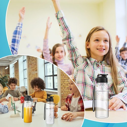 Olgaa 12 Pack Water Bottles Bulk 17 oz End of the Year Gifts for Students Kids from Teacher Reusable Leak Portable Plastic Sports Summer Drink Water Bottles with Handle Strap for Cycling Camping