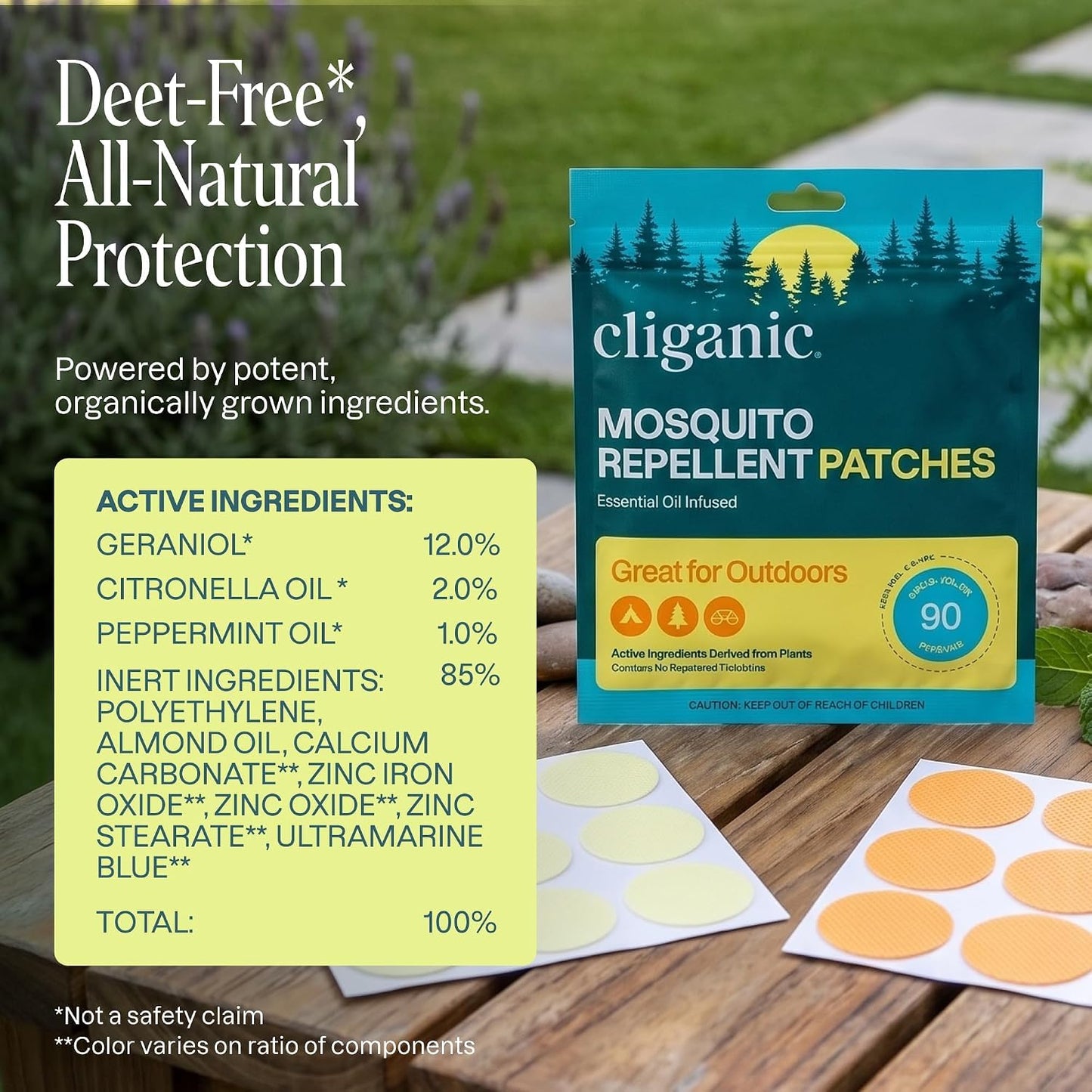 Cliganic Mosquito Repellent Stickers (80 Pack) - Patches for Kids & Adults, Natural DEET-Free, Citronella Essential Oil Infused