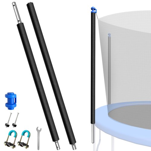 Suninlife 1PCS Trampoline Pole Replacement -Universal Trampoline Enclosure Pole Accessories Fits 8-16FT Straight Pole Trampolines, Include Foam Sleeve, Pole Caps & Hardware for 2 Install Ways