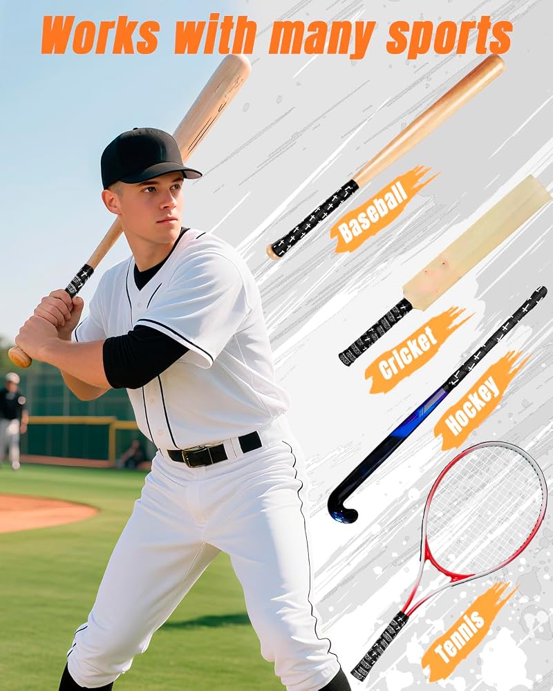 Baseball Bat Grip Tape with Cross Design – 1.5mm Precut, 43.31” x 1.18” Adhesive Wrist Tape (Black) - Faith-Inspired