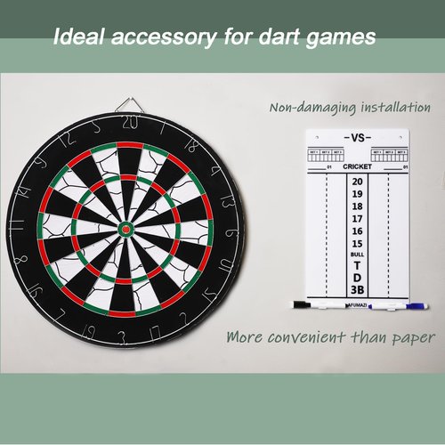 Afumazi Dry Erase Dart Scoreboard, Dart Score Keeper for Cricket and 01 Games, 13.8x7.9 Inch Dartboard Accessories
