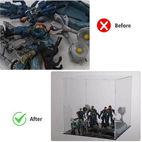 Evron Display Case for Collectibles Assemble Clear Acrylic Box Alternative Glass Case for Display Action Figures Home Storage & Organizing Toys (5.5x5.5x9.5 inch; 14x14x24 cm)