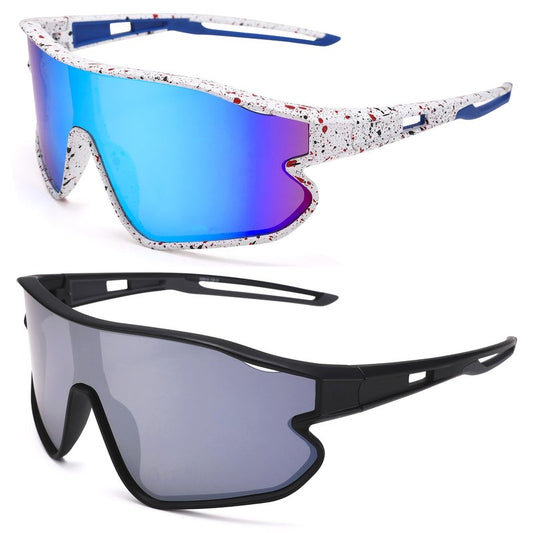 GLARDEFE Kids Baseball Sunglasses - Youth Baseball Sunglasses for Boys Girls - Sports Softball Shades Age 6-14(White/Blue Mirror + Black/Silver Mirror)