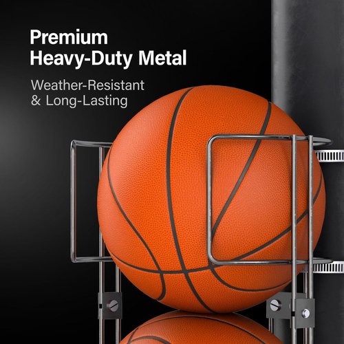 Wall-Mounted Sports Ball Holder Rack Durable Vertical Organizer for Basketballs, Soccer Balls, Volleyballs Heavy-Duty Metal Storage for Garage, Gym, Kids’ Room Space-Saving | Organizador de Balones
