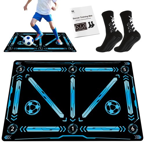 Soccer Training Mat, Soccer Training Equipment Includes Premium Anti-Slip Soccer Socks Improve Agility and Coordination,Anti-Slip Silent Absorption Football Footwork Mat