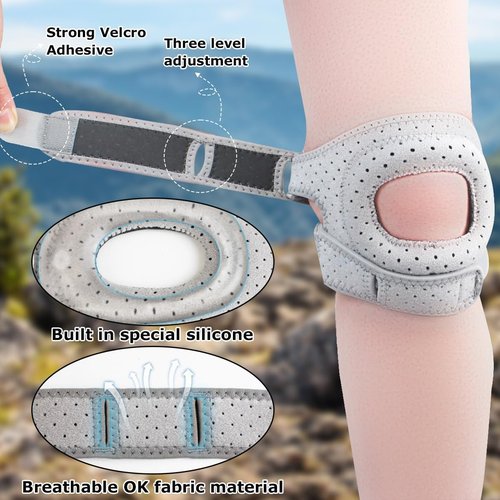 Wellknee Knee Brace, Wellnee Patellar Pad Realign Knee Joint While You Move, Adjustable Tendon Support Sleeve Braces for Meniscus, Osteoarthritis, Orthopedic, Knee Support for Athletes(2PCS-Gray,Large