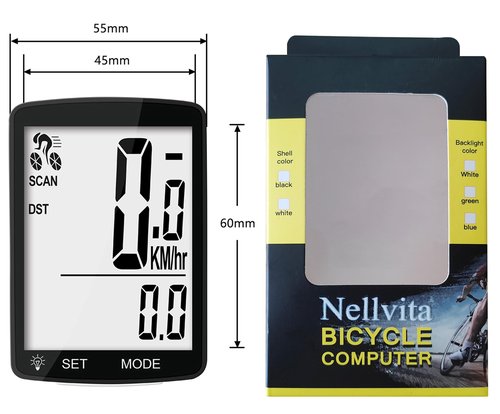 Nellvita Wireless Bike Computer, 20 Multi-Functions, Real Waterproof Bicycle Speedometer, Cycling Odometer with 3'' Large LCD Display(Simple to Read), Easy to Use