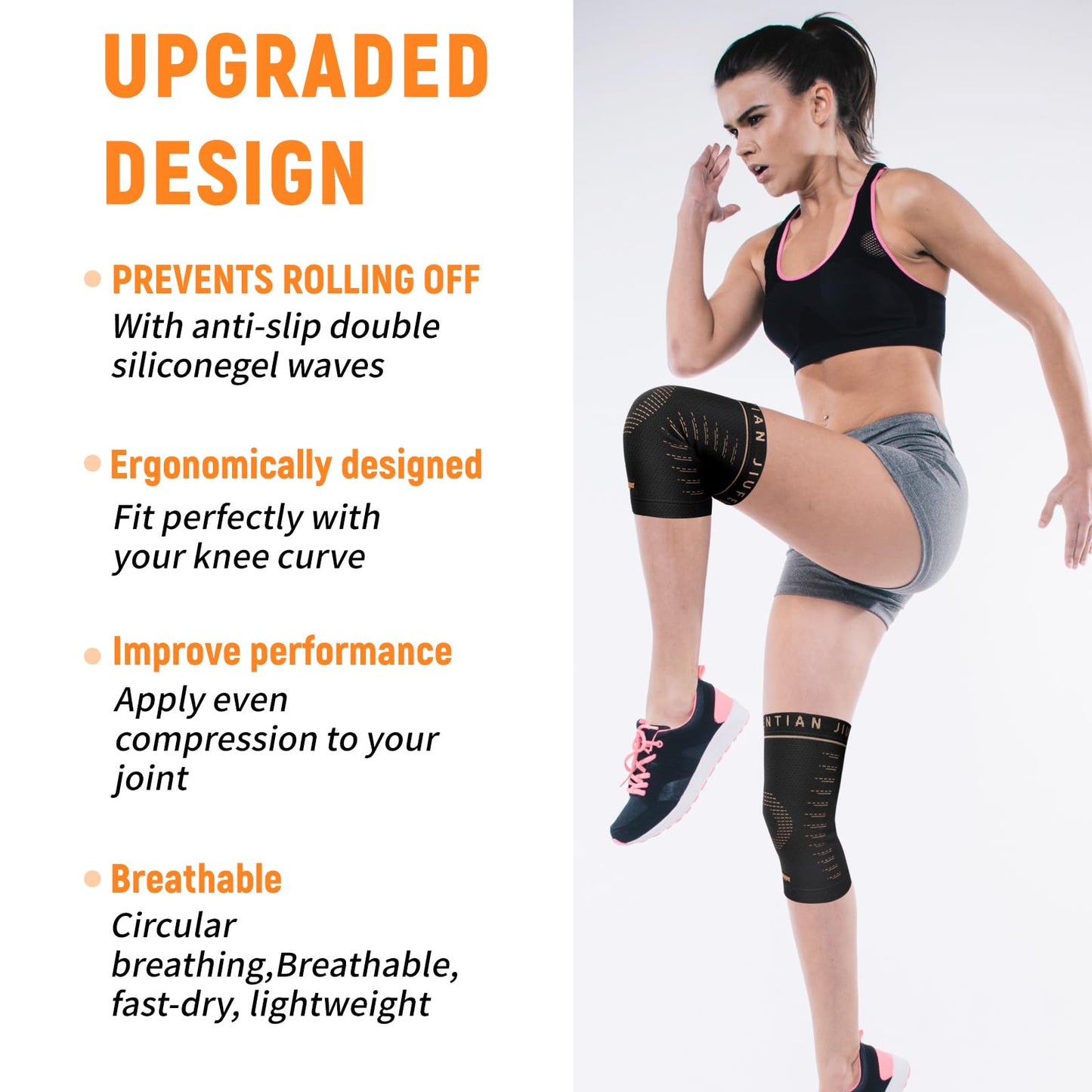 JIUFENTIAN Copper Knee Sleeve,Copper Knee Braces for Women and Men Arthritis,ACL, Tendinitis, Meniscus Tear, Joint Pain Relief, Running, Working Out, Fitness, Weightlifting (XLarge)