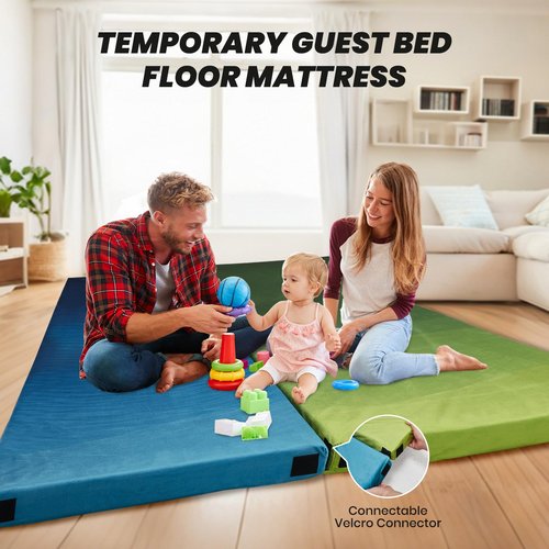 Memory Foam Camping Pad, Waterproof Sleeping Pad for Adults, Roll Up Floor Mattress for Indoor/Outdoor Use, Ideal for Side Sleepers and Guests