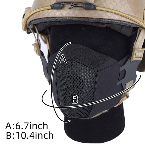 DMGEAR Airsoft Mesh Mask,Half Face Mask,Comfortable Adjustable Tactical Lower Face Protective Mask for Outdoor (BK)