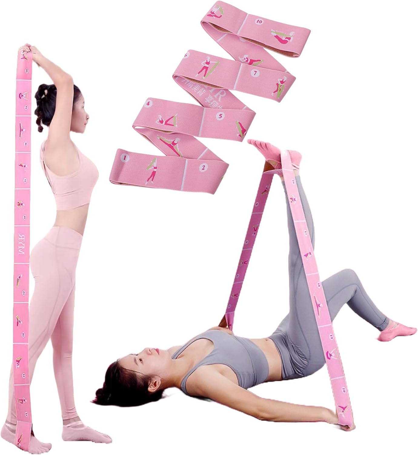 2 PCS Stretch Bands For Kids and Adults – Yoga Straps for Stretching with Multi- Loop – Workout Guide – Video For Exercise, Elastic Stretch Strap Pilates, Yoga, Dance, Gymnastics, Dance, Ballets Bands