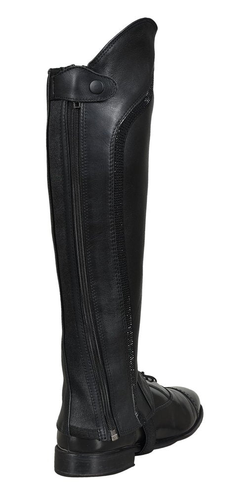 euro fizz Equestrian Women Half chap Gaiter Extra Grip Non Slip Full Grain Takey Cow Leather.Accurate Size Chart in Images. (Black, Large)
