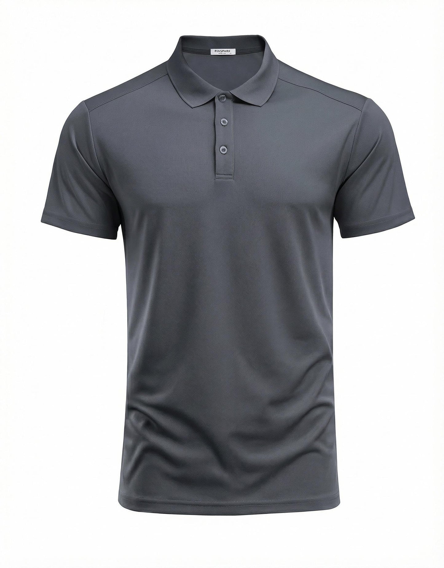 PINSPARK Men's Golf Polo Shirts Moisture Wicking Quick Dry Performance Short Sleeve Collared Shirt Slim Fit Athletic Polos Dark Gray