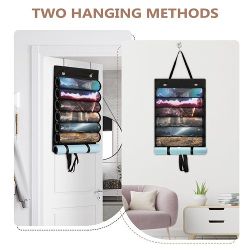 Frjjthchy Playmats Tube Storage Bag for 6+1 Game Mats – Portable Playmats Case with Transparent PVC Slots，Hanging Playmats Holder with 2 Hooks