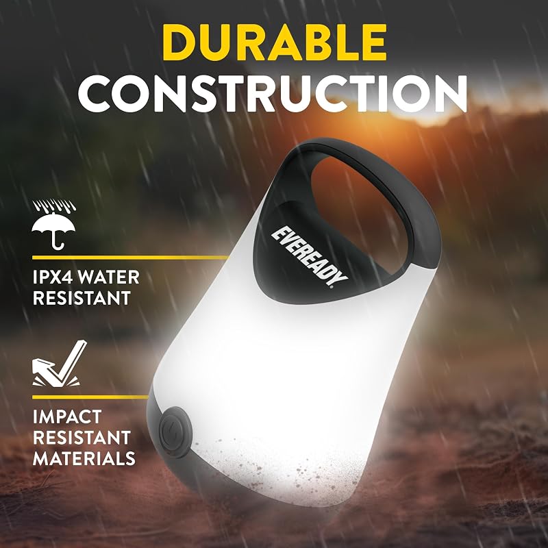 Eveready GPAL411 2-Pack Compact LED Lanterns, Black — 250 Lumen, 50H Run Time