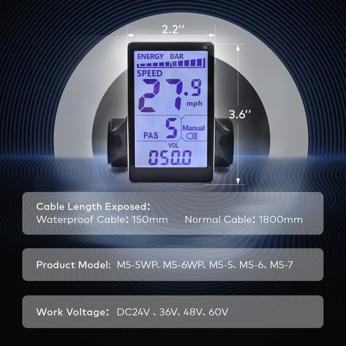 Mcezdy Ebike Display, UART No. 2 Protocol, 24V-60V Aluminum Alloy Frame Cycling Computer, Ebike LCD Display to Enrich Cycling Journey