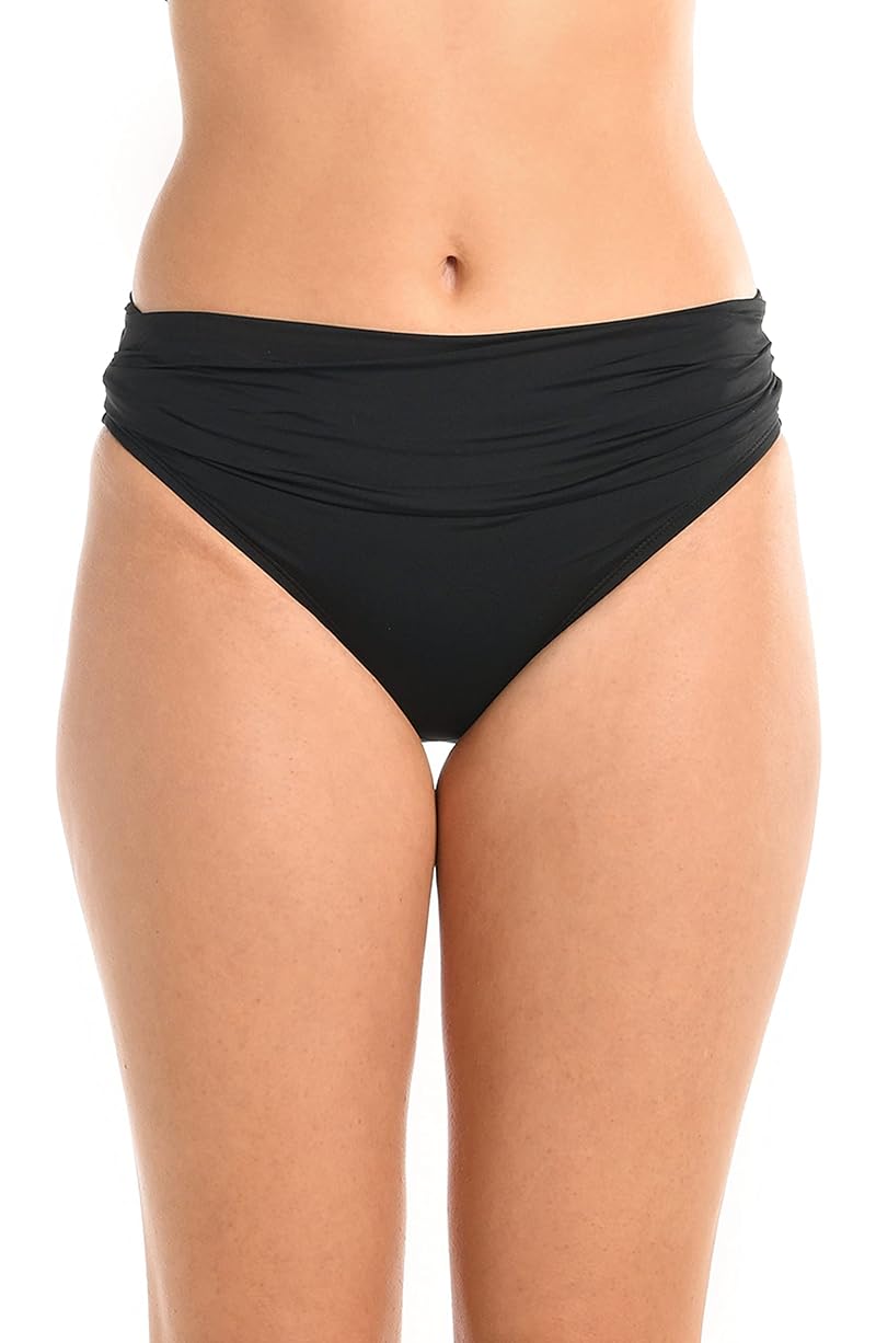 Island Goddess Shirred Band Hipster Bikini Bottom - Black +14